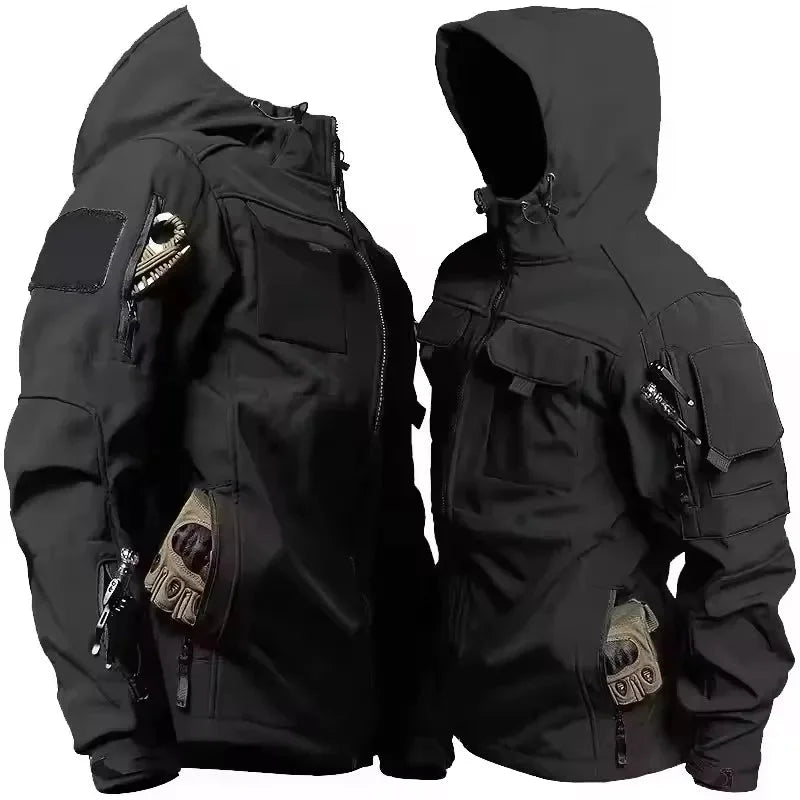 Softshell Jacket Waterproof Windproof Fleece-Lined Hooded