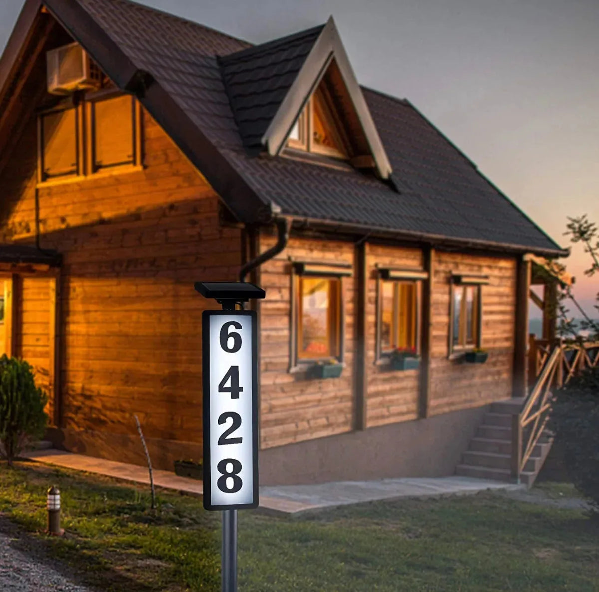 Solar Address Number Sign Lighted Customizable Waterproof