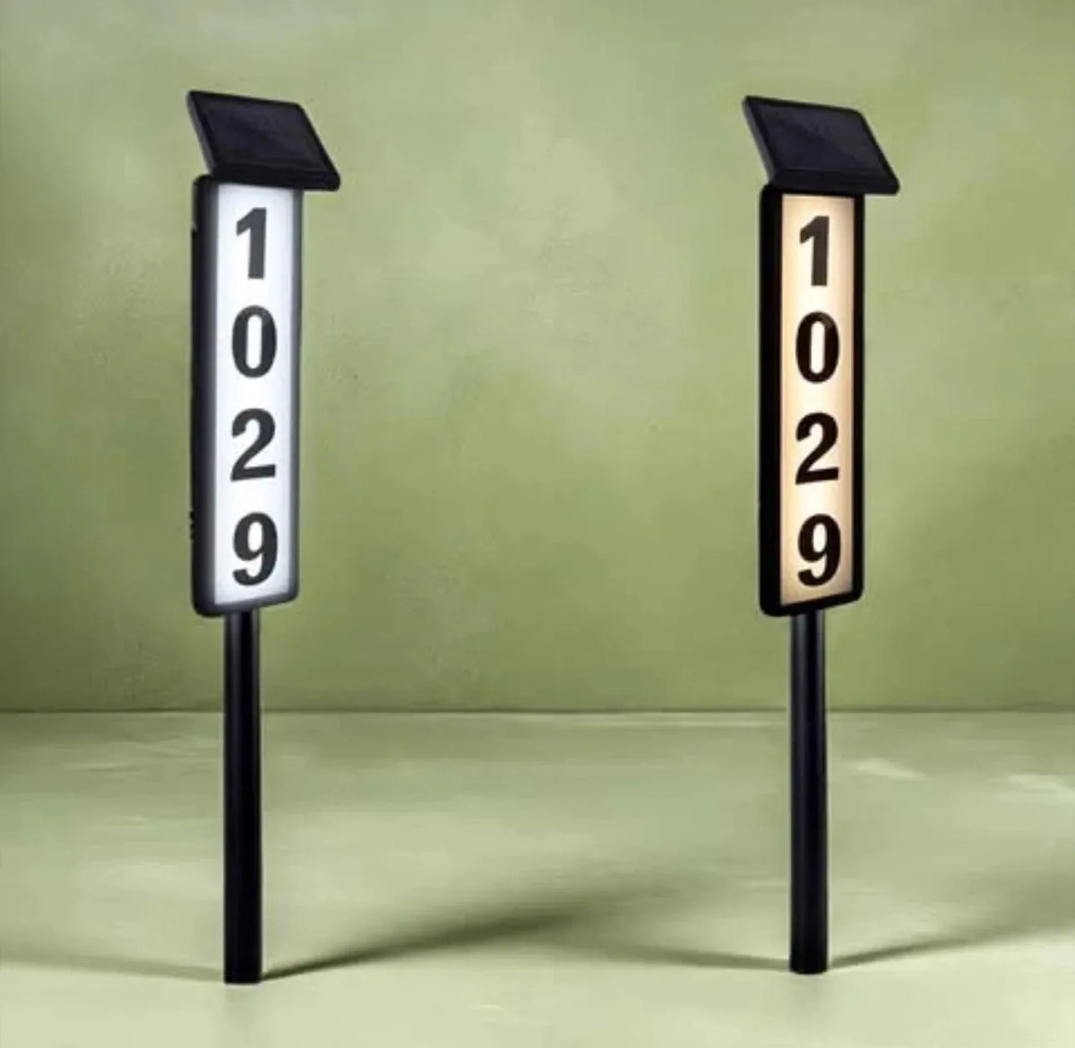 Solar Address Number Sign Lighted Customizable Waterproof