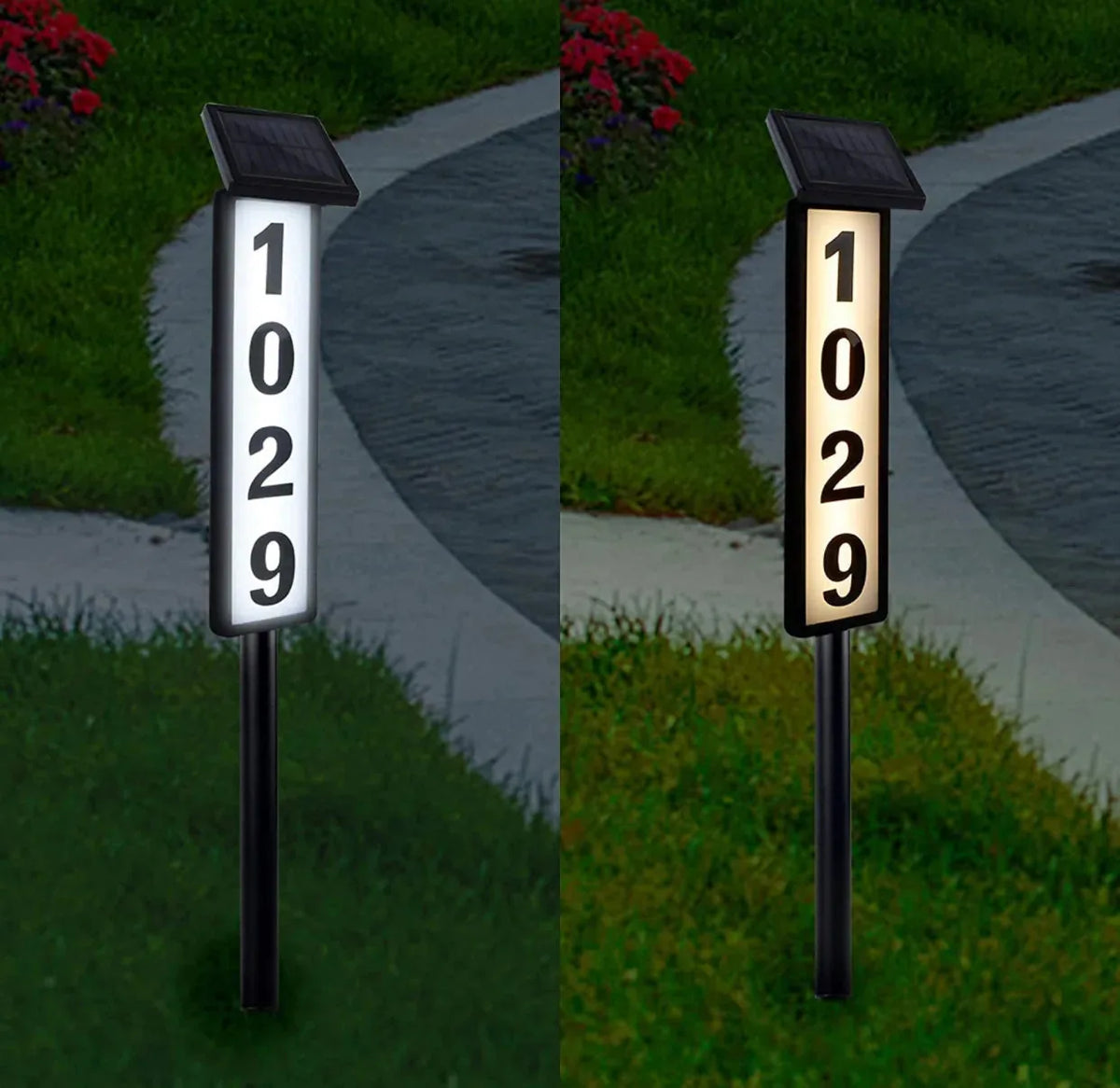 Solar Address Number Sign Lighted Customizable Waterproof