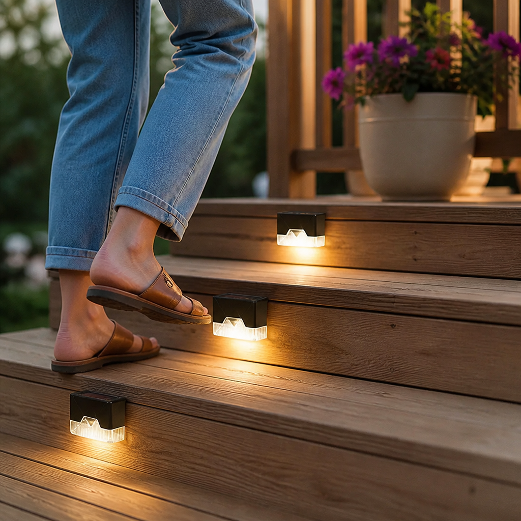 Solar Automatic Dusk-to-Dawn Step Lights (Set of 4)