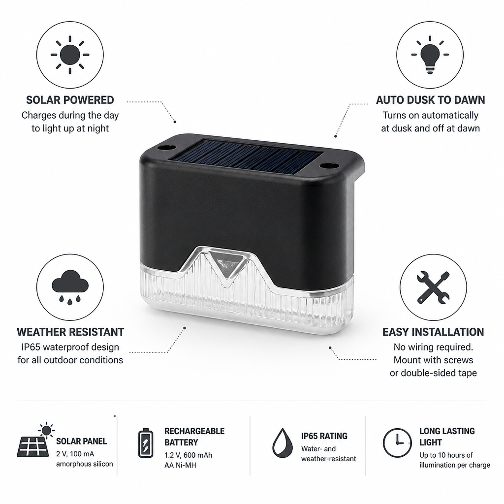 Solar Automatic Dusk-to-Dawn Step Lights (Set of 4)