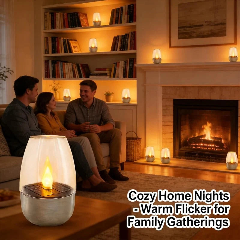 Solar Candle Lights Solar-Powered Waterproof Flickering Glow
