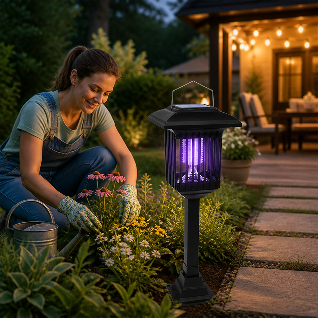 Solar Dual-Light Insect Zapper (Dusk-to-Dawn)