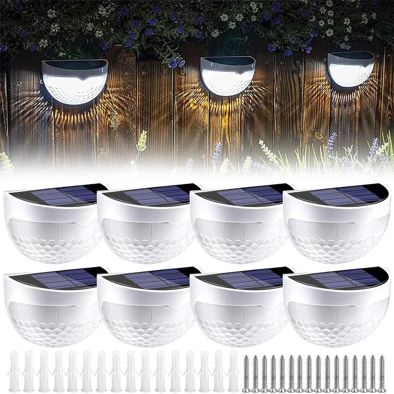 Solar Fence Lights Solar-Powered Dusk-To-Dawn