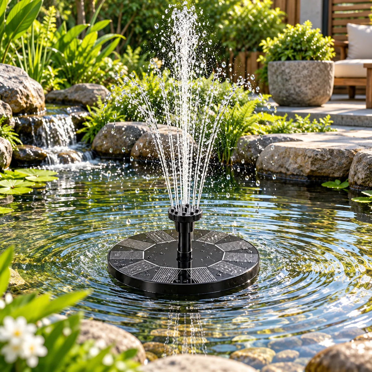 Solar Fountain Pump Floating Solar-Powered Cord-Free Interchangeable Heads