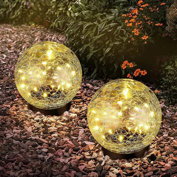 Solar Garden Lamp Glass Globe 200 Lumens Weather-Resistant