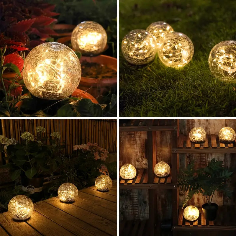 Solar Garden Lamp Glass Globe 200 Lumens Weather-Resistant