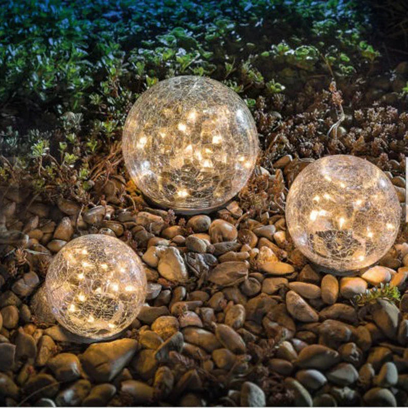Solar Garden Lamp Glass Globe 200 Lumens Weather-Resistant
