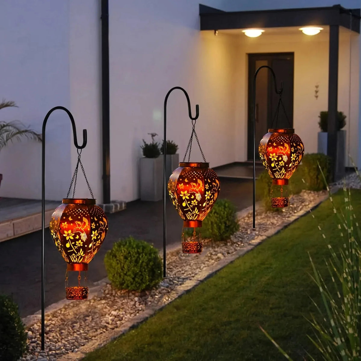 Solar Garden Lantern Weather-Resistant Hollow-Out Light Projection