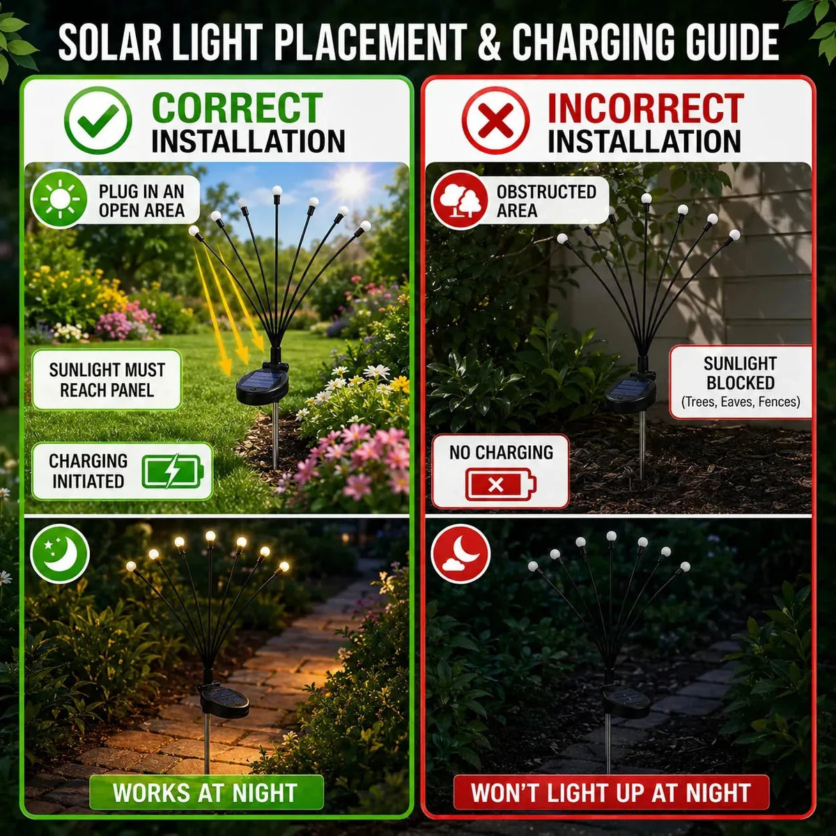 Solar Garden Stake Lights Waterproof Set of 2