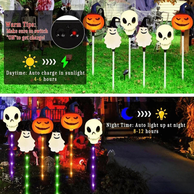 Solar Ground Lights 6-Pack Halloween Multi-Color