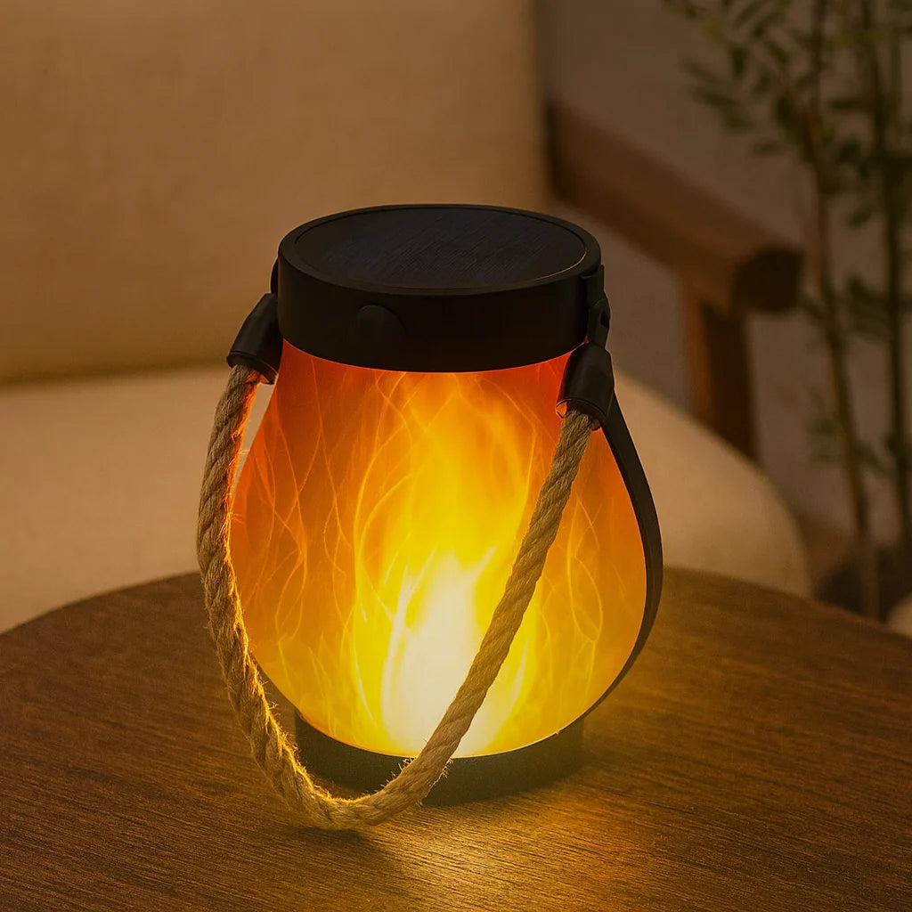 Solar Lantern Flickering Flame Dual Charging Waterproof