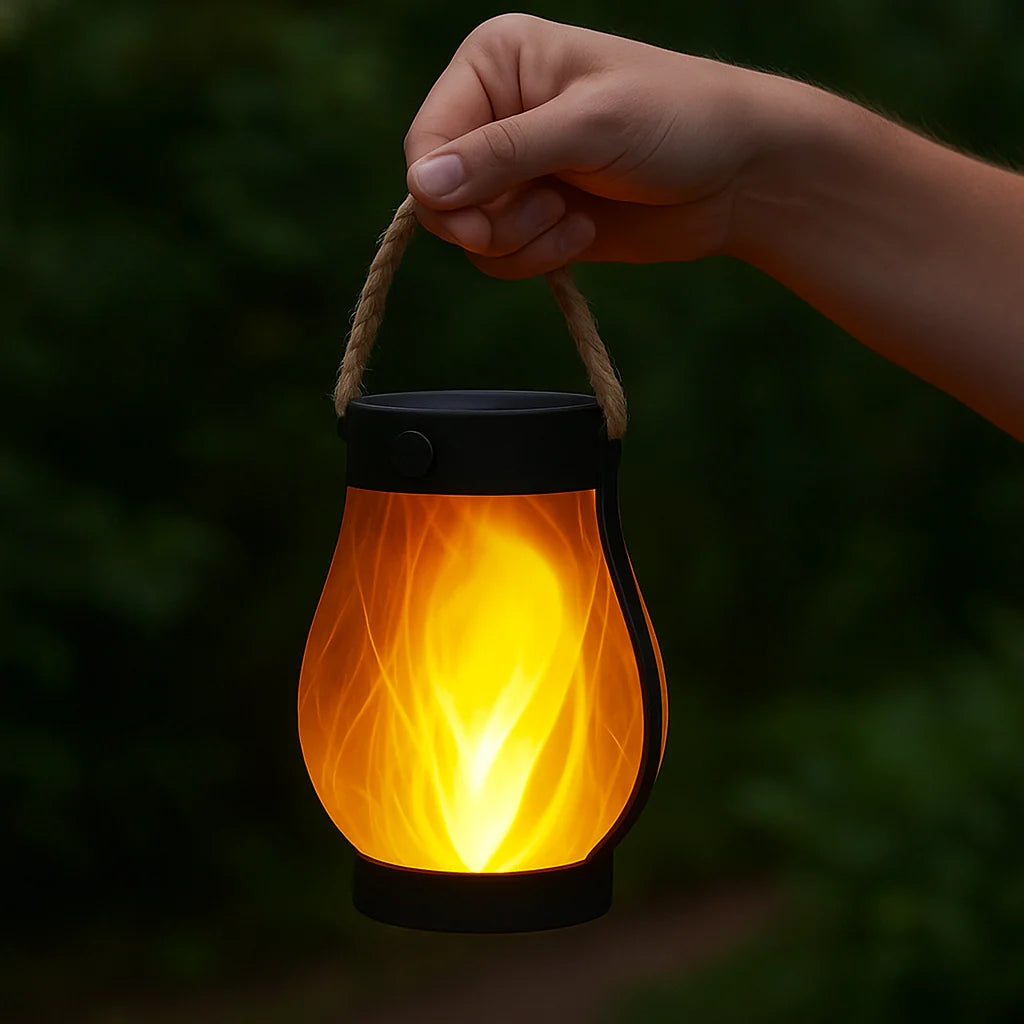 Solar Lantern Flickering Flame Dual Charging Waterproof