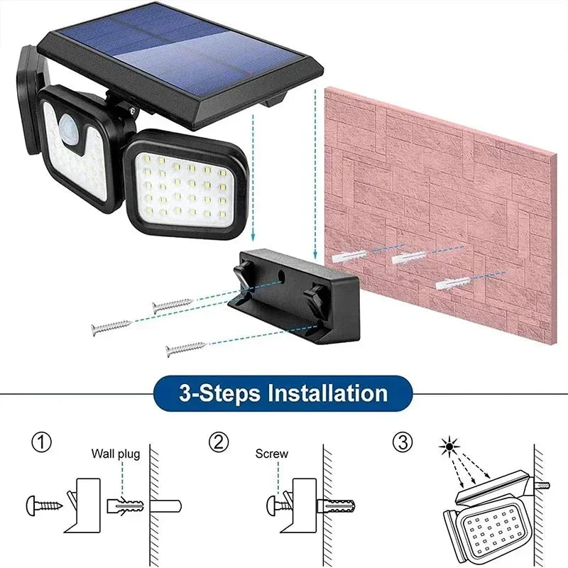 Solar Motion Light 270 Degree Coverage 74 LEDs