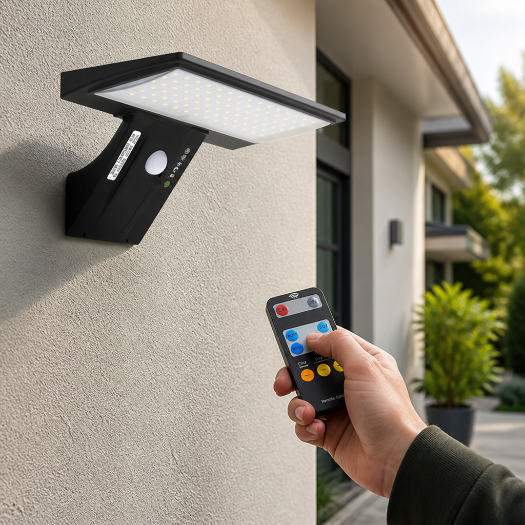 Solar Motion-Sensor & Remote LED Wall Light