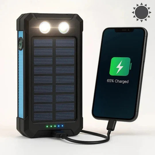 Solar Power Bank High-Capacity Waterproof Dual USB Ports