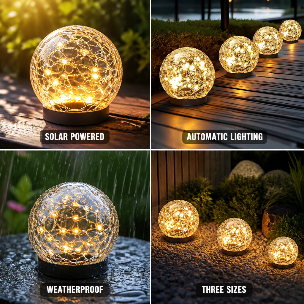 Solar-Powered Automatic Broken-Glass Garden Lamp (IP55 Waterproof)