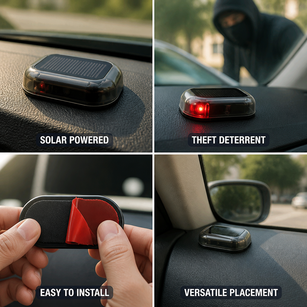 Solar-Powered Blinking LED Car Alarm Light