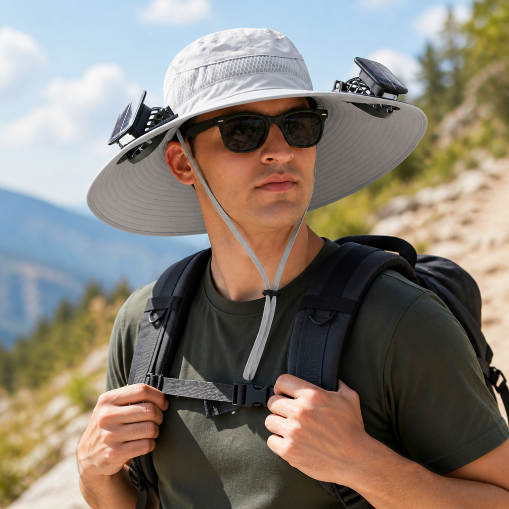 Solar-Powered Fan UV-Protective Wide-Brim Hat