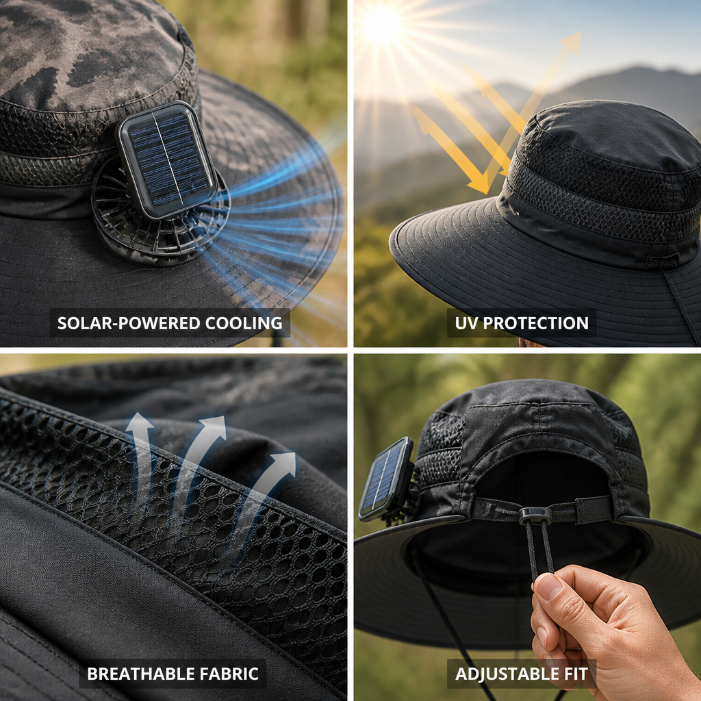 Solar-Powered Fan UV-Protective Wide-Brim Hat