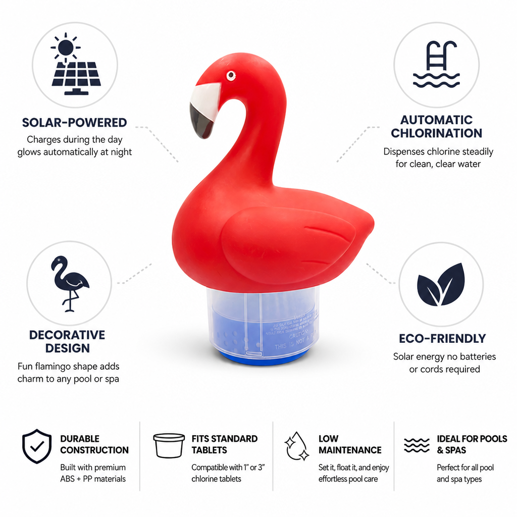 Solar-Powered Flamingo Chlorine Floater