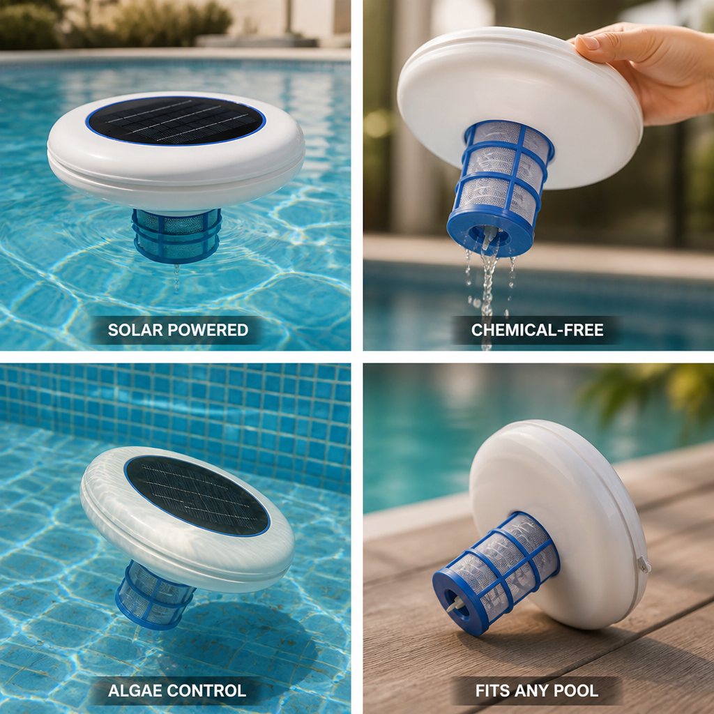 Solar-Powered Floating Copper & Silver Pool Ionizer