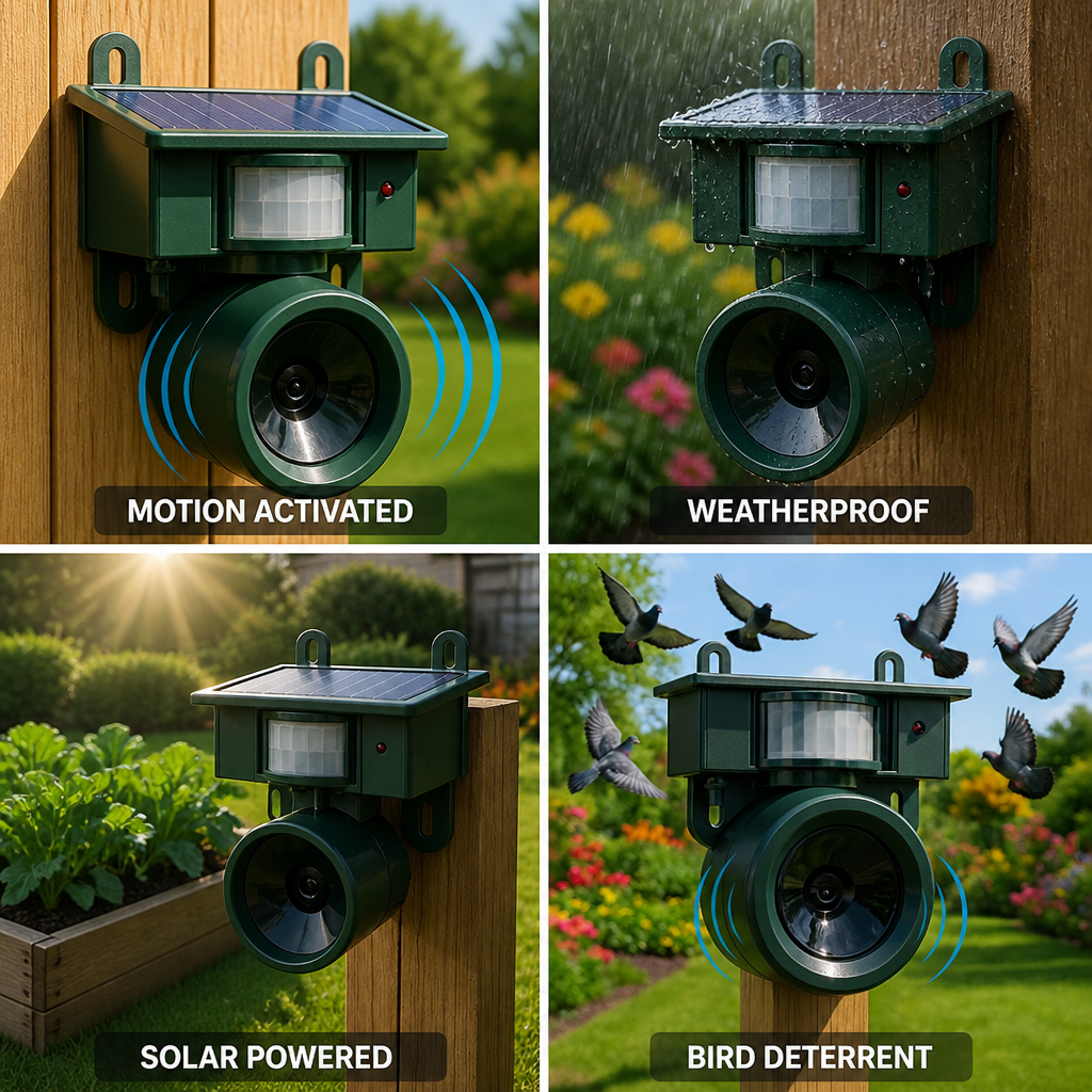 Solar-Powered PIR Sensor Bird Repellent