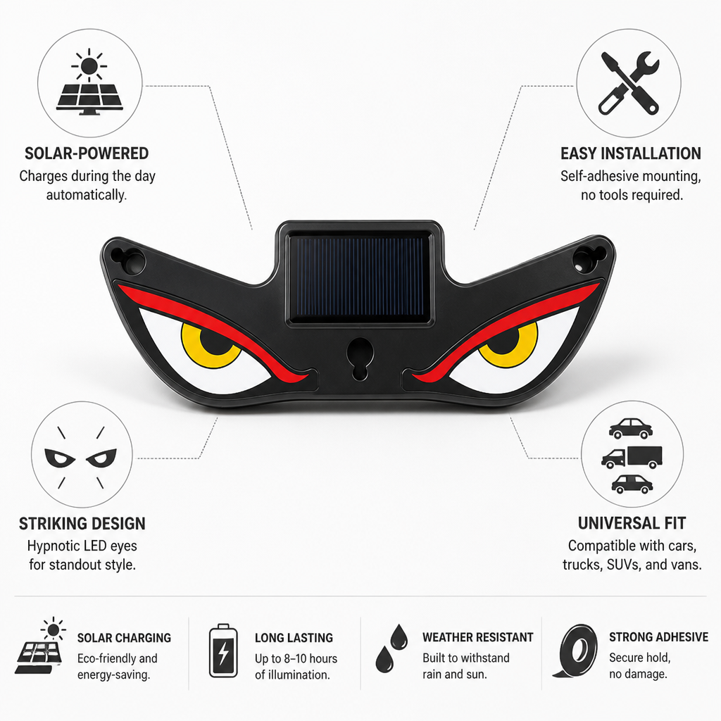 Solar-Powered Self-Adhesive LED Vehicle Window Light