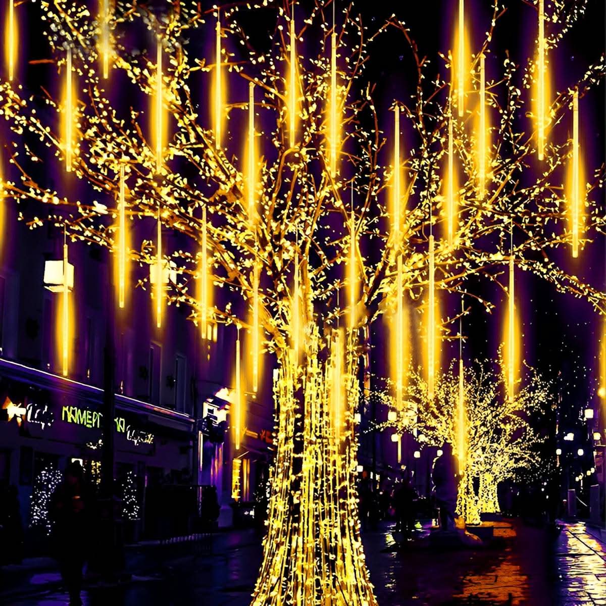 Solar Tree String Lights Solar-Powered Meteor Effect IP65 Waterproof