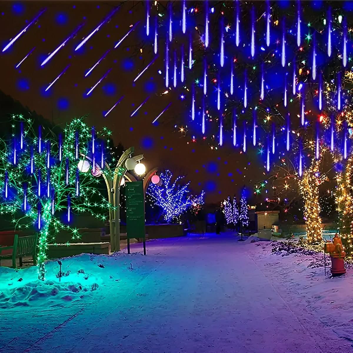 Solar Tree String Lights Solar-Powered Meteor Effect IP65 Waterproof