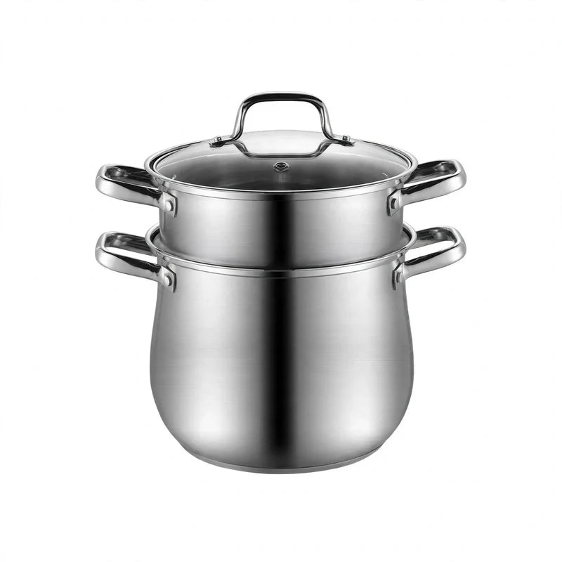Soup Pot 304 Stainless Steel Glass Lid Induction-Compatible