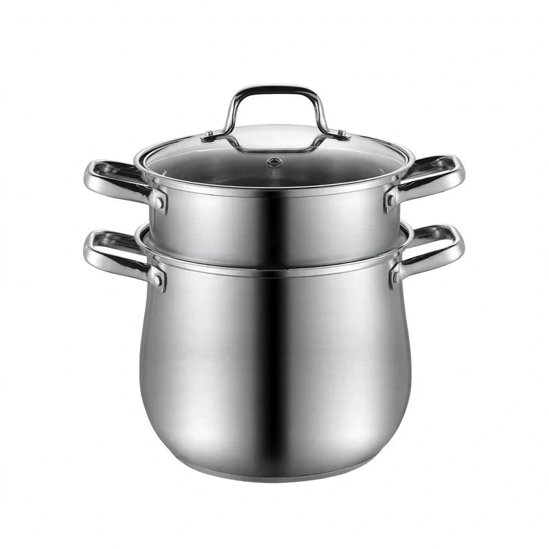 Soup Pot 304 Stainless Steel Glass Lid Induction-Compatible