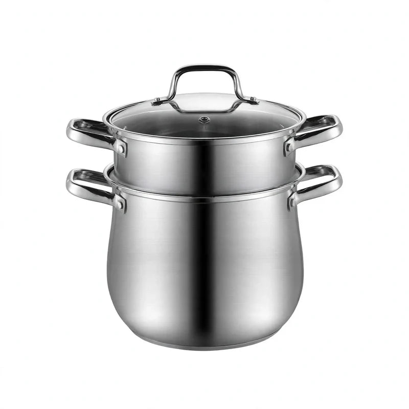 Soup Pot 304 Stainless Steel Glass Lid Induction-Compatible