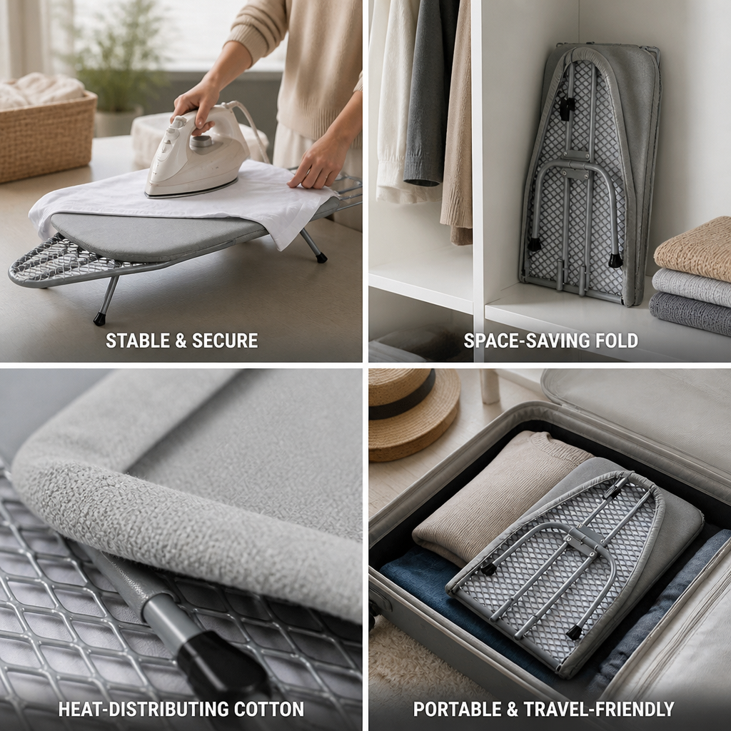 Space-Saving Foldable Tabletop Ironing Board