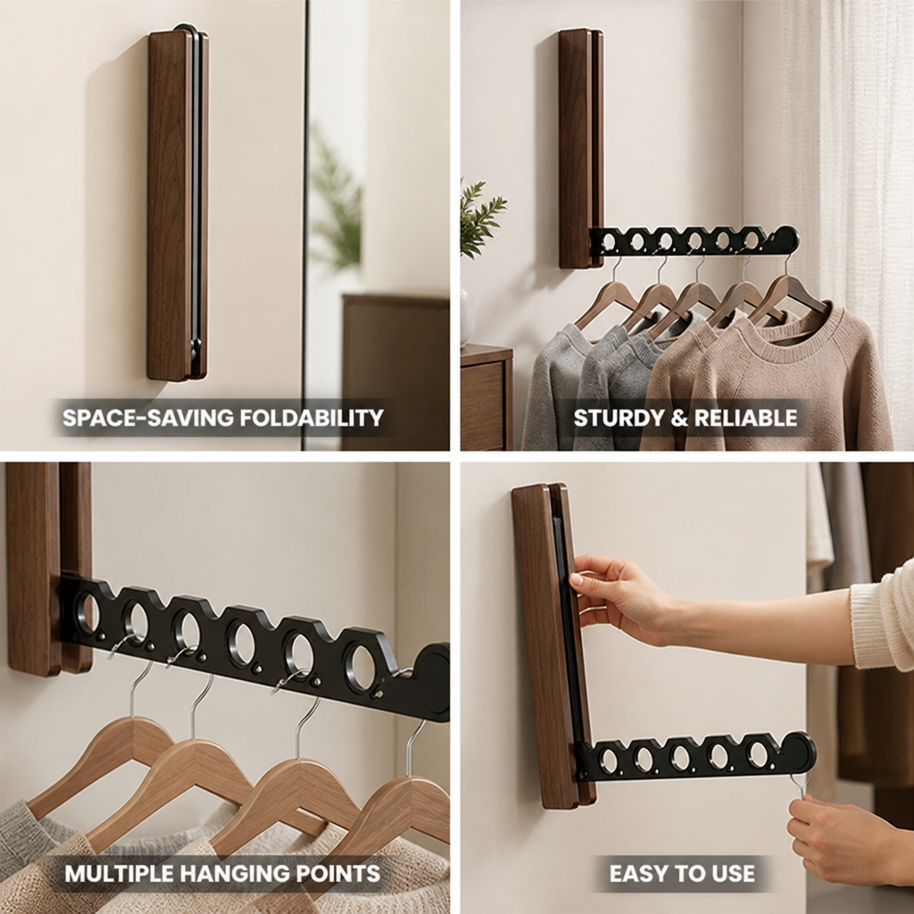 Space-Saving Foldable Wall-Mounted Coat Rack