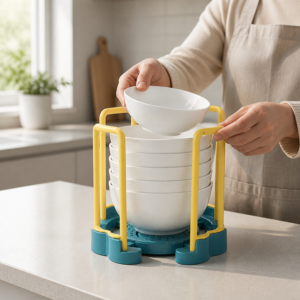 Space-Saving Stackable Bowl Organizer