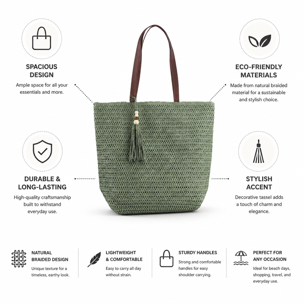 Spacious Braided Natural Shoulder Bag