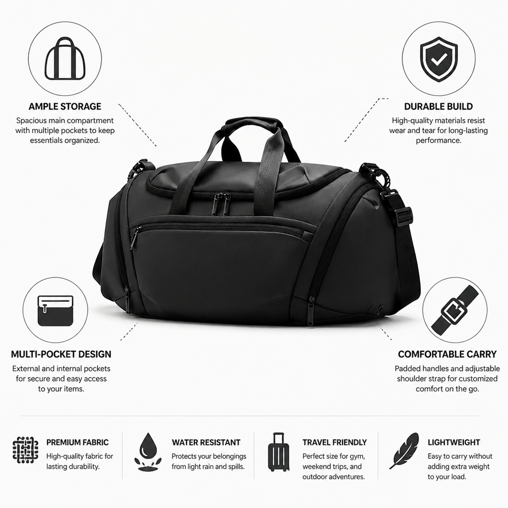 Spacious Durable Multi-Pocket Duffel Bag