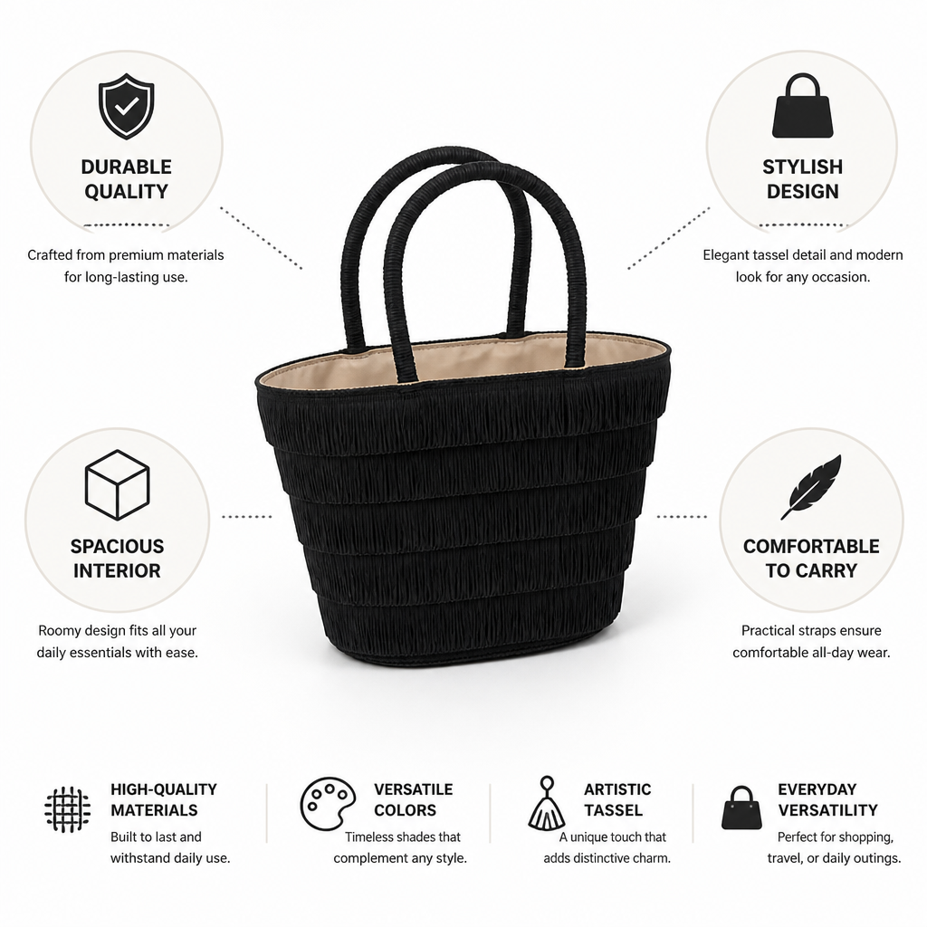 Spacious Durable Tassel Tote