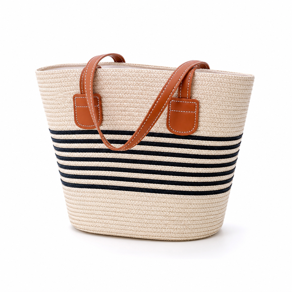 Spacious Durable Woven Tote Bag (Ergonomic Handles)