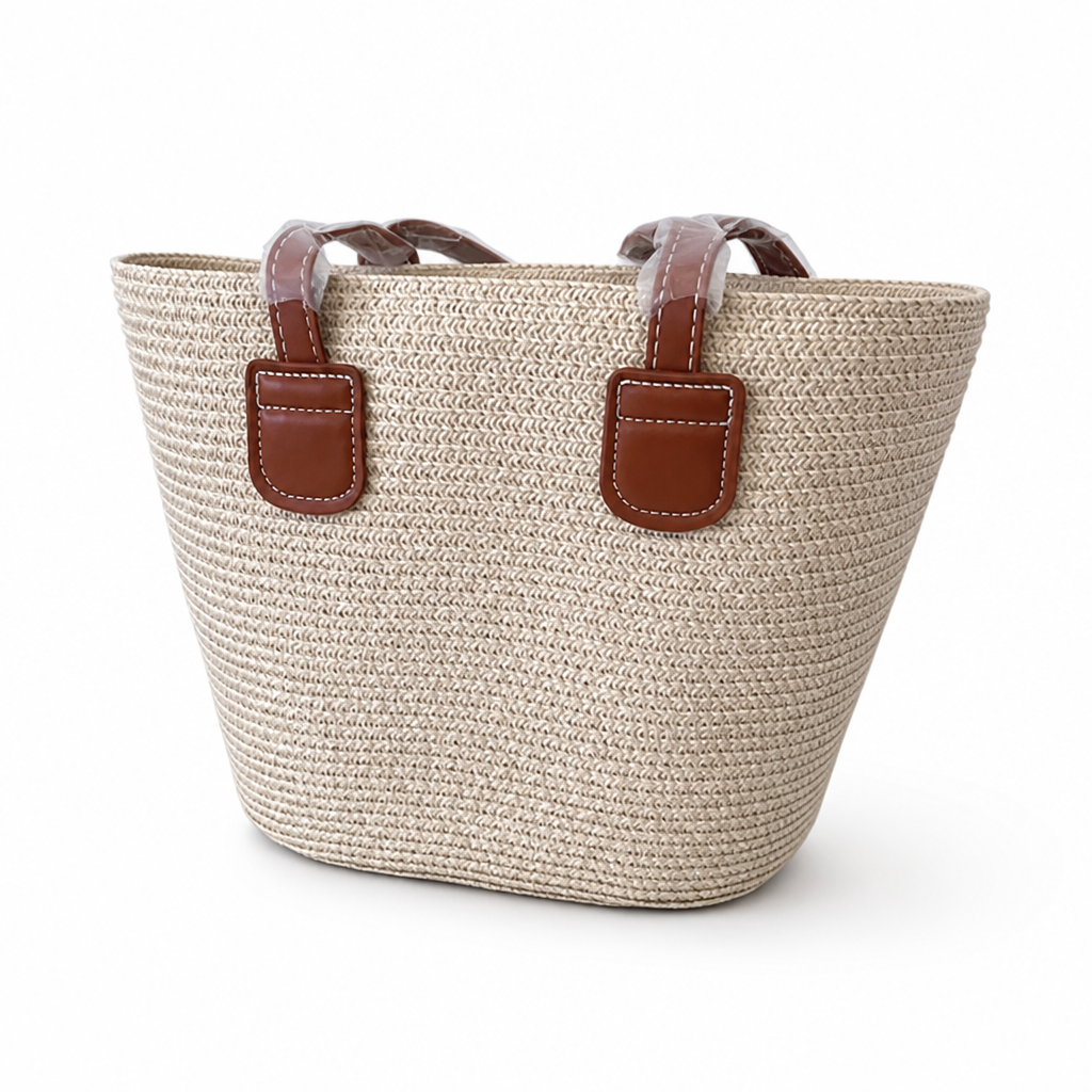 Spacious Durable Woven Tote Bag (Ergonomic Handles)