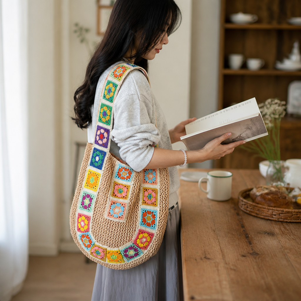 Spacious Eco-Friendly Crochet Sling Bag (Adjustable Strap)