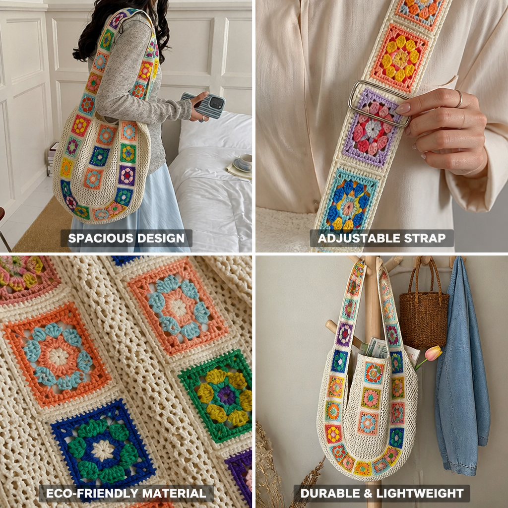 Spacious Eco-Friendly Crochet Sling Bag (Adjustable Strap)