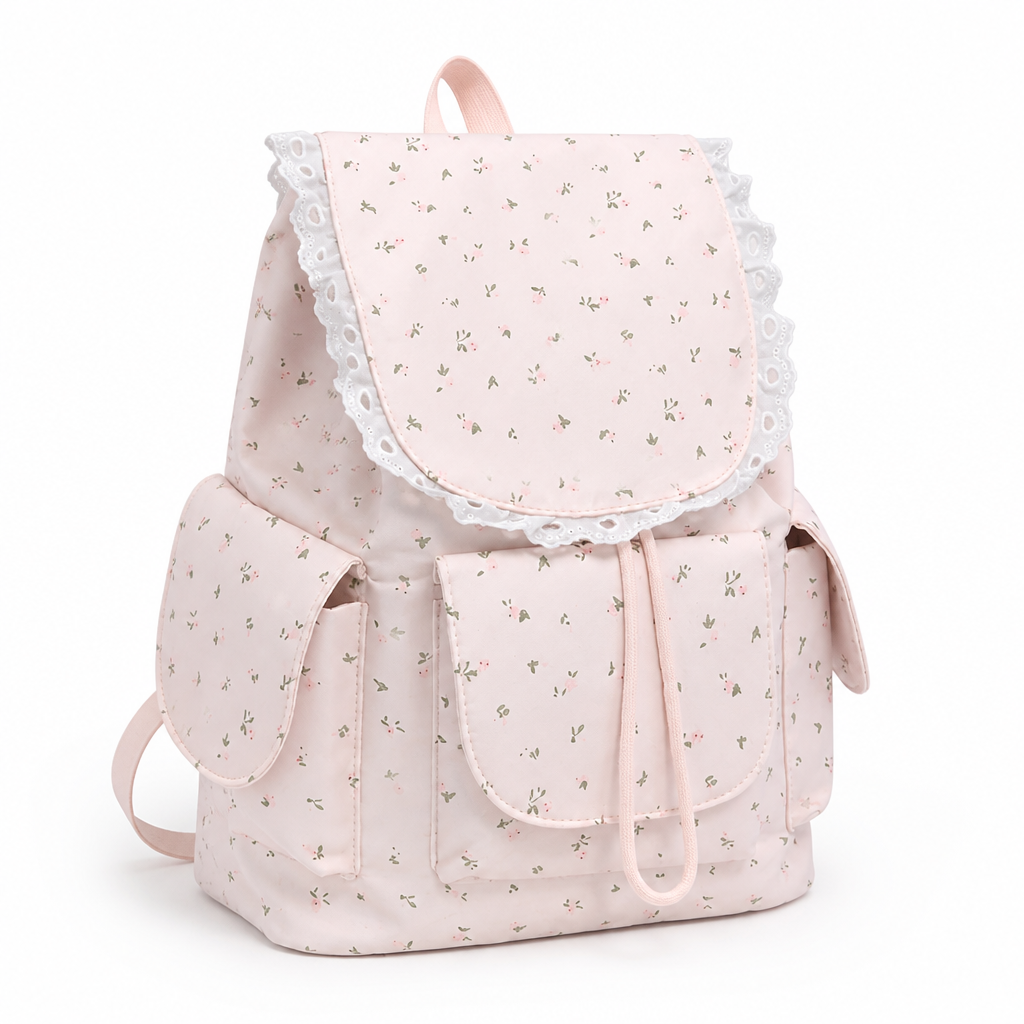 Spacious Floral Ruffle School Backpack