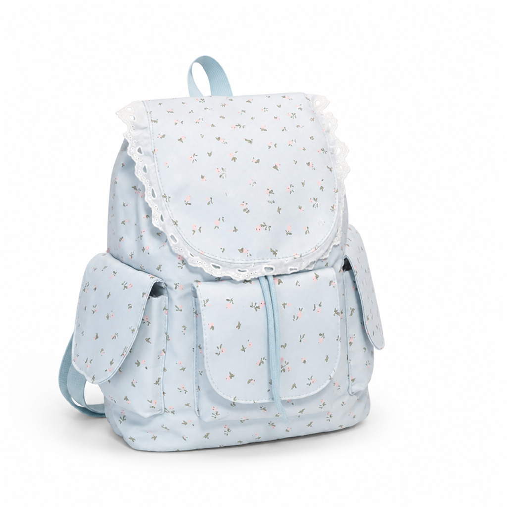 Spacious Floral Ruffle School Backpack