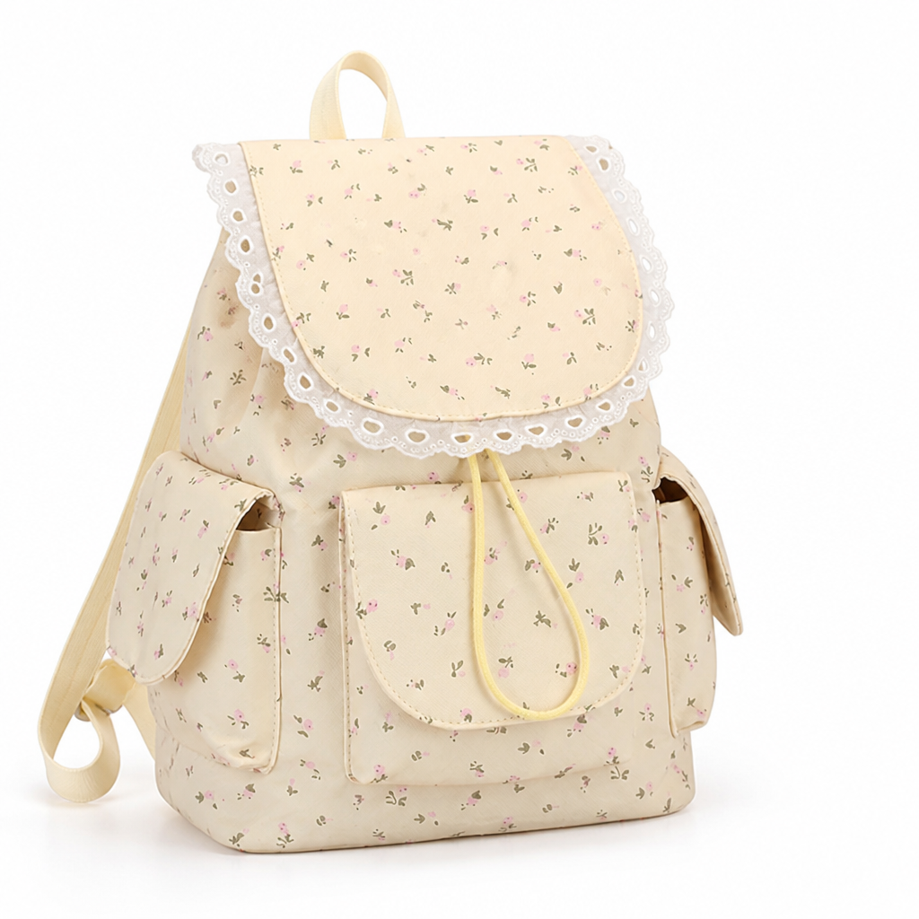 Spacious Floral Ruffle School Backpack