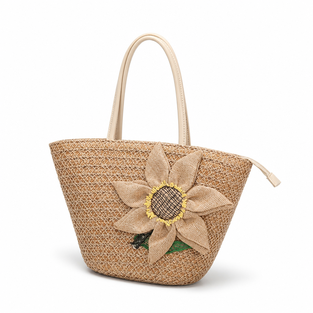 Spacious Handwoven Floral Straw Tote