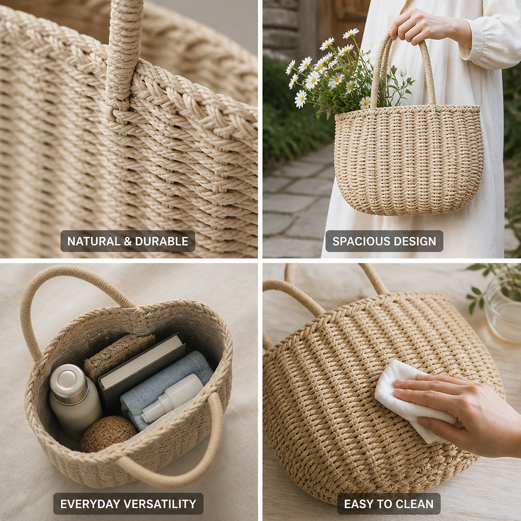 Spacious Handwoven Natural Wicker Tote