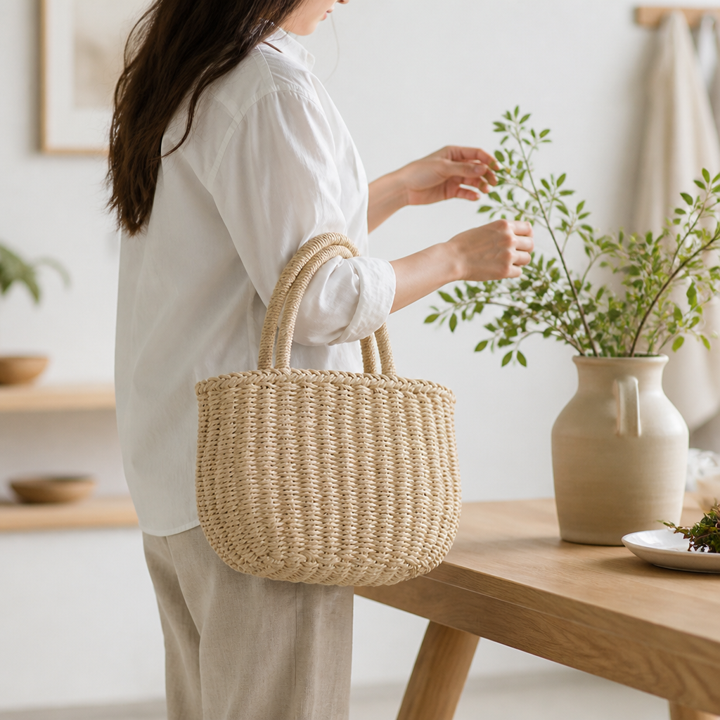 Spacious Handwoven Natural Wicker Tote